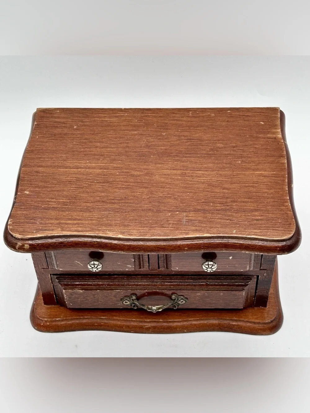 Vintage Jay Imports 3 Drawer Wooden Jewelry Box Ring Holder 7